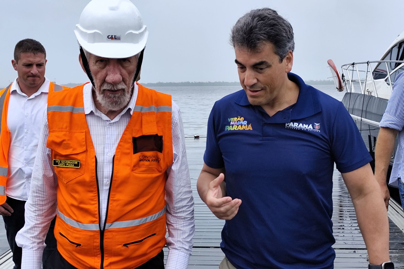 Vice-governador Darci Piana e lideranças acompanham obras da Ponte de Guaratuba