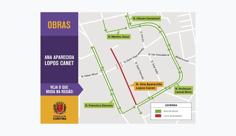 Trânsito em rua do Xaxim terá alterações para avanço de obras do Novo Inter 2