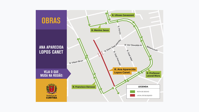 Trânsito em rua do Xaxim terá alterações para avanço de obras do Novo Inter 2