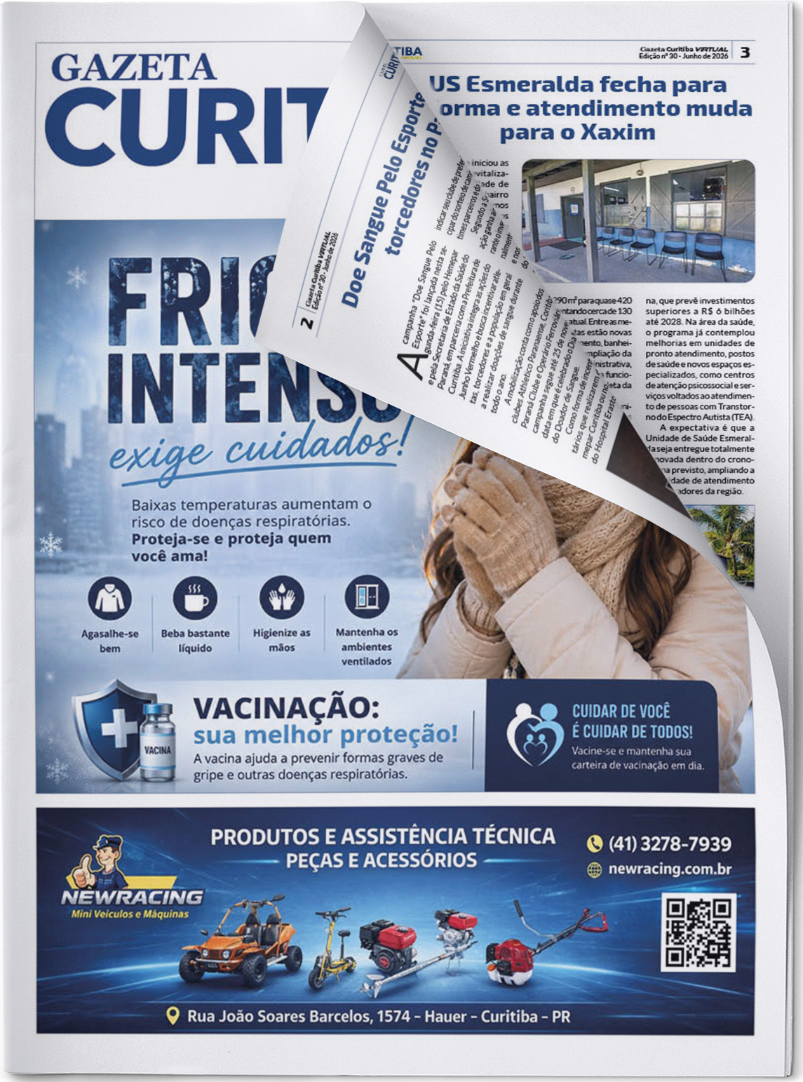 Capa da edição impressa da Gazeta Curitiba Virtual