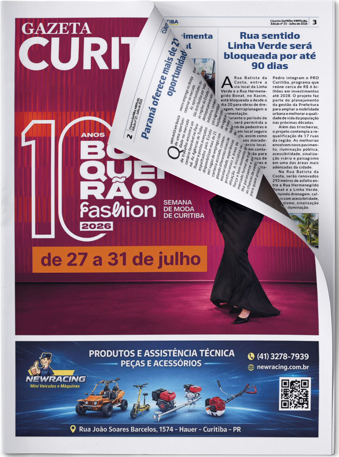 Capa da edição impressa da Gazeta Curitiba Virtual
