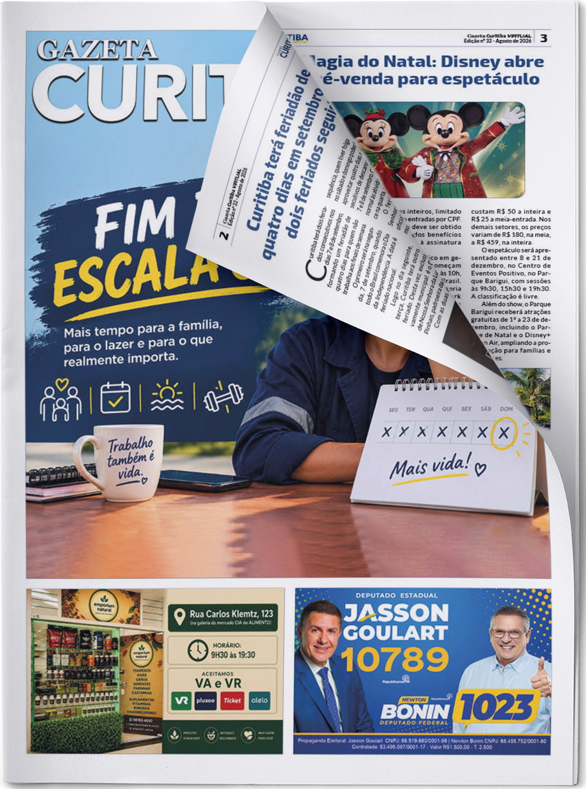 Capa da edição impressa da Gazeta Curitiba Virtual