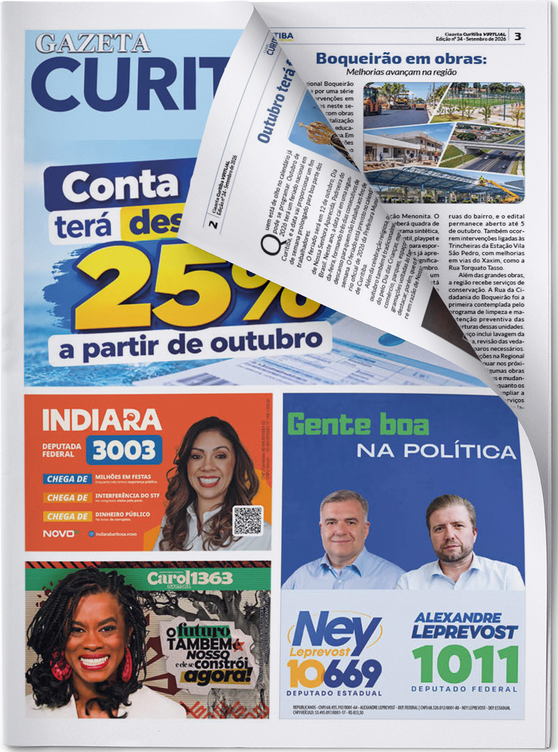Capa da edição impressa da Gazeta Curitiba Virtual